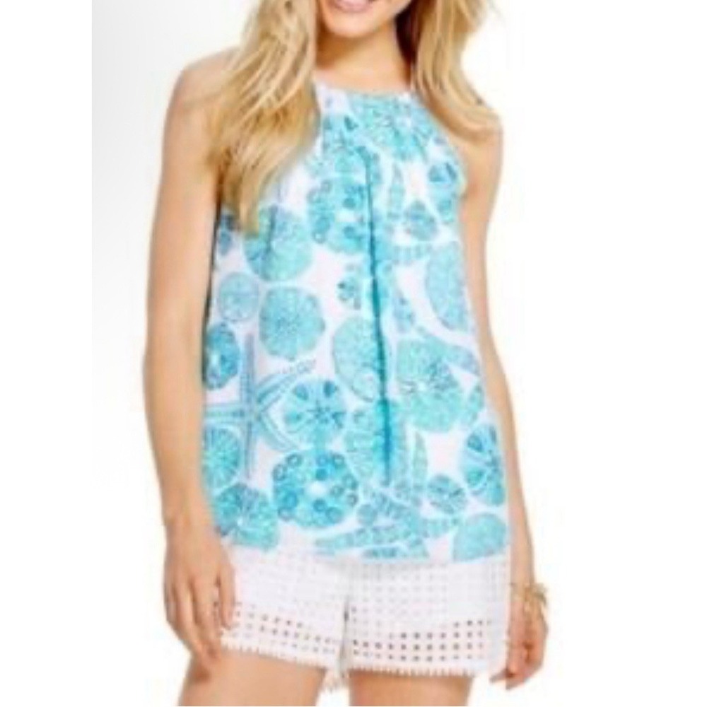 Lilly Pulitzer For‎ Target Halter Top Womens S Sea Urchin Blue Beachy Resortwear